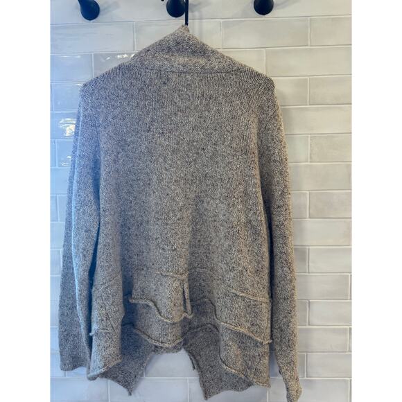 CJ Banks 1X Cardigan Sweater Beige Marled Knit Asymetrical Hem - Picture 3 of 4
